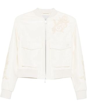 ERMANNO FIRENZE Embroidered Bomber Jacket - White