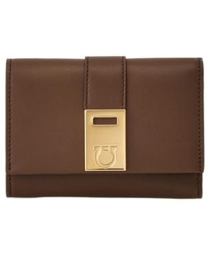 Ferragamo Hug Two-Color Wallet - Brown