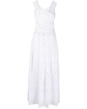 Alberta Ferretti Broderie-Anglaise Maxi Dress - White