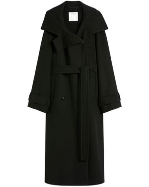 Sportmax Yole Double-Breasted Belted Long Coat - Black