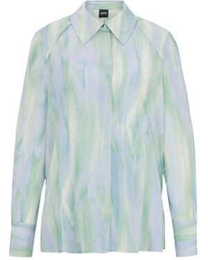 BOSS Watercolorwash Printed Longsleeve Shirt - Blue