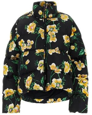 Balenciaga Floral Printed Highneck Jacket - Green