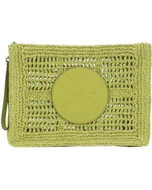Tory Burch Woven Circle-Panel Wristlet Bag - Green