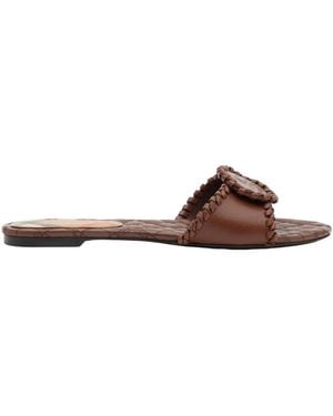 Burberry Knight Stamp Crest Slides - Brown