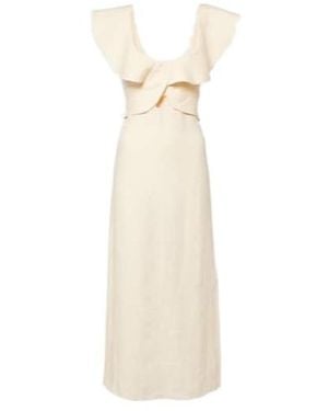 Johanna Ortiz Ruffled Linen Midi Dress - White
