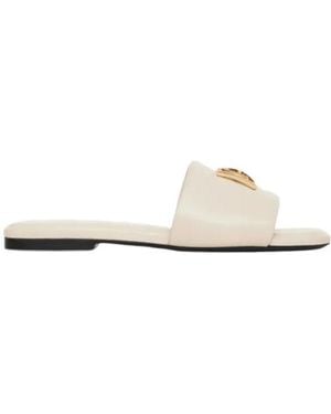 Anine Bing Square-Toe Logo Leather Sandals - White