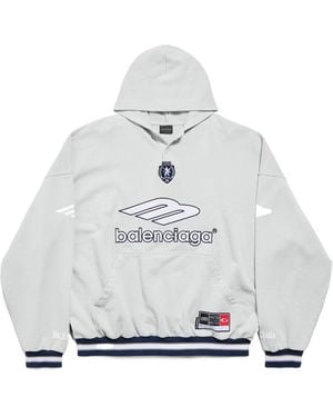 Balenciaga Logo-Detailed Polo Hoodie - Grey