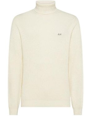 Sun 68 Textured High Neck Knitted Jumper - White