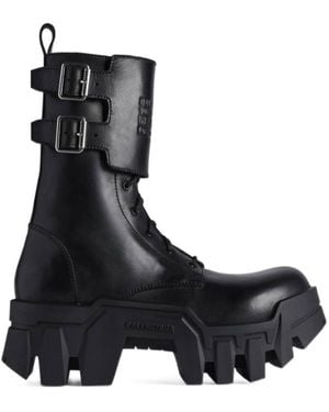 Balenciaga Bulldozer Combat Lace-Up Boots - Black