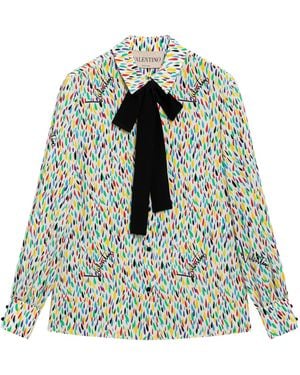Valentino Multicolored Silk Blouse With Lavallière - Green
