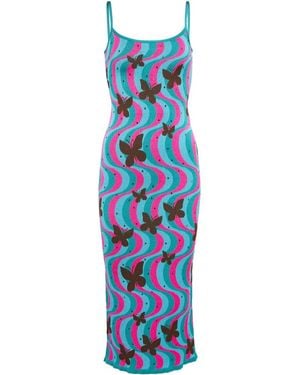 Alessandra Rich Jacquard Midi Dress - Blue