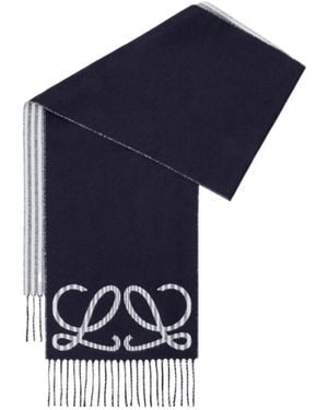 Loewe Anagram Fringed Edge Scarf - Blue