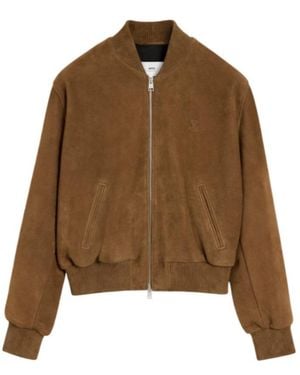 Ami Paris Ami Goat Suede Jacket - Brown