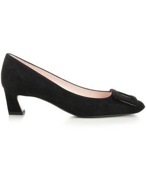 【関税&送料込】Roger Vivier Trompette Covered Buckle Dec 70 Trompette 70 patent leather slingback pumps in black - Roger