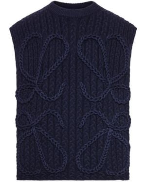 Loewe Anagram Knitted Vest - Blue