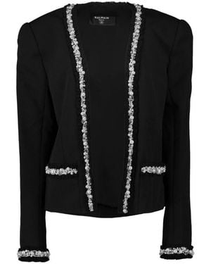 Balmain Pearl-Trim Oversized Jacket - Black