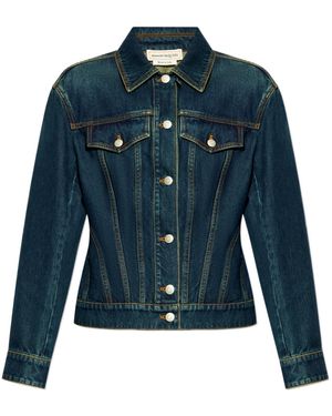 McQueen Buttoned Denim Jacket - Blue