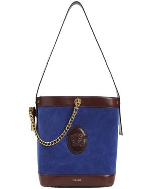 Versace Pivot Small Bucket Bag - Blue
