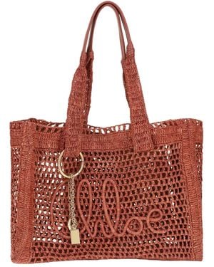 Chloé Chloé Summer Banana Logo Tote Bag - Red