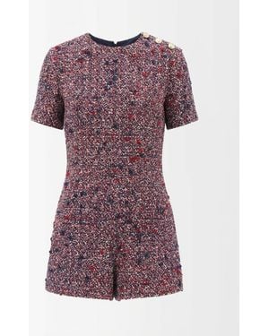 Gucci Buttoned Short-Sleeve Playsuit - Purple