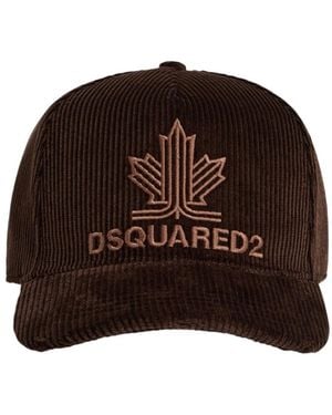 DSquared² Maple Leaf Corduroy Cotton Baseball Cap - Brown