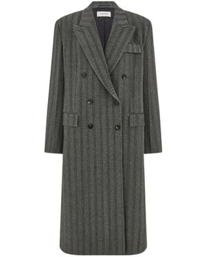 Ferragamo Ferragamo Oversized Double Breasted Chevron Coat - Grey