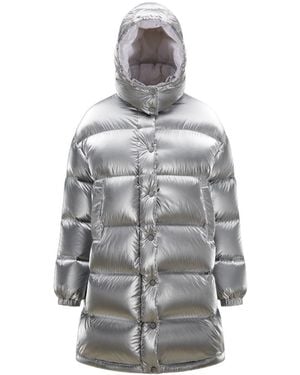 Moncler Logo-Patch Padded Coat - Grey