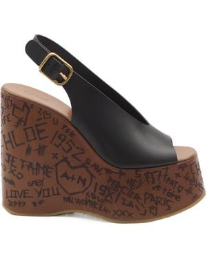 Chloé Chloé Maxime Wedge Sandals - Brown