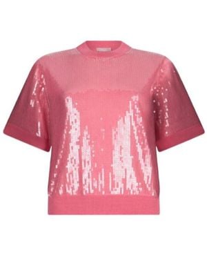 Liu Jo Sequinned Short-Sleeve Jumper - Pink