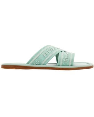 Ferragamo Logo Slippers - Green