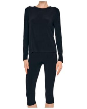 Norma Kamali Cropped Long Sleeve T - Black
