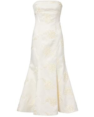 ROTATE BIRGER CHRISTENSEN Bridal Floral-Appliqué Satin Midi Dress - White