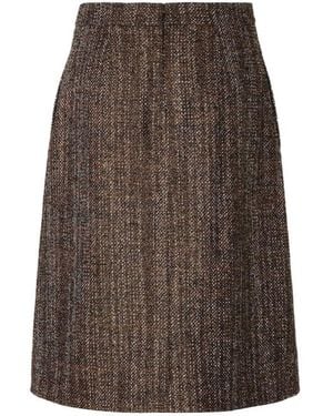 Fendi Rust Wool And Alpaca Skirt - Brown