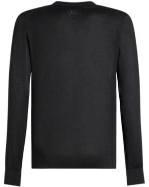 Etro Silk And Cashmere Jumper With Logo On Rear - Black