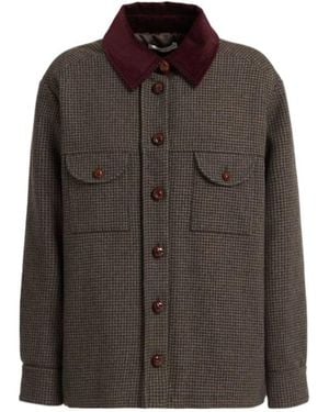 Blazé Milano Buttoned Wool Blend Jacket - Brown