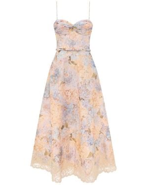 Zimmermann Valiant Tucked Midi Dress - Pink