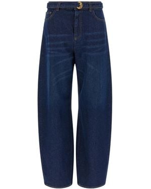 Twinset High-Waist Barrel Jeans - Blue