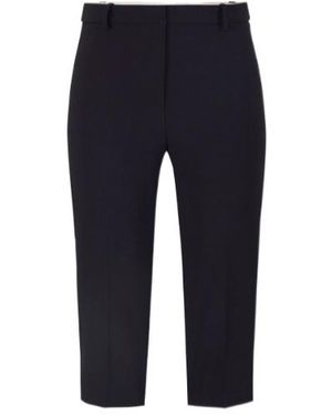 Elisabetta Franchi Cropped Satin-Trim Trousers - Blue
