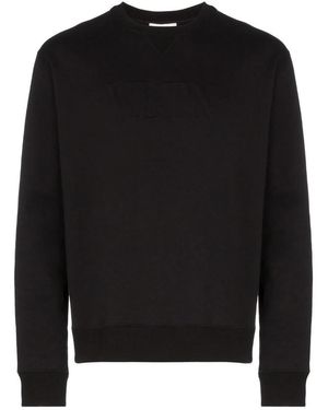 Valentino Logo Embossed Cotton Sweatshirt - Black