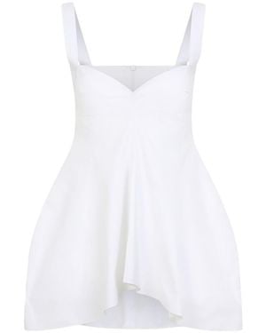 Carven Asymmetric Cotton-Poplin Tank - White