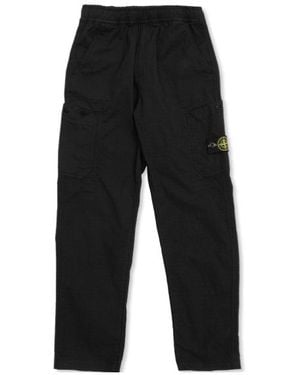 Stone Island Junior Logo Patch Straight Leg Pants - Black