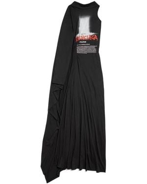 Balenciaga The Door Long Draped Dress - Black