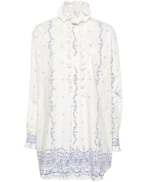 Philosophy Di Lorenzo Serafini Floral Printed Shirt Dress - White