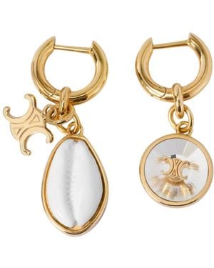 Celine Triumphal Shell Earrings - Metallic