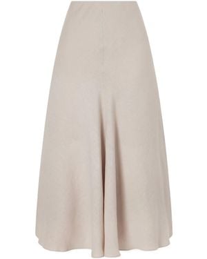 Brunello Cucinelli Linen Midi Skirt - White