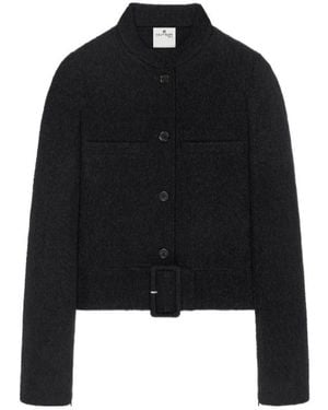 Courreges Buckle-Detail Tweed Jacket - Black