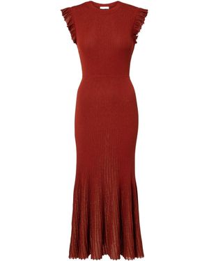 Ulla Johnson Noelle Knitted Lamé Midi Dress - Red