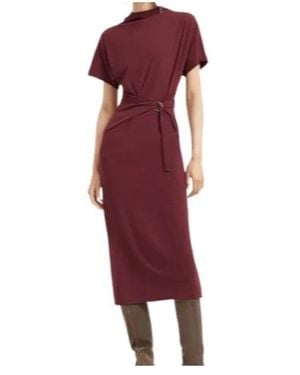 Brunello Cucinelli Belted Midi Dress - Red