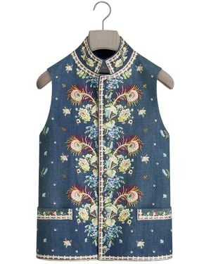Dior Vest With Flower Embroidery - Blue