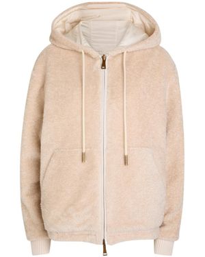 Moncler Reversible Hooded Fleece And Shell Cardigan - Natural